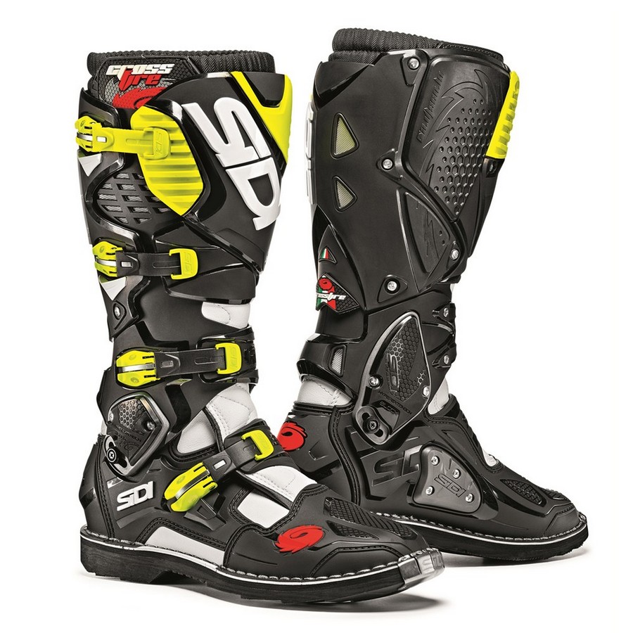 Botas Sidi CrossFire 3 - Preto/Branco/AmareloFluor